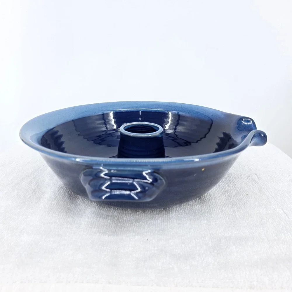 Tumbleweed Pottery Cobalt Blue Ceramic Chicken Baker Vertical Roaster Spout